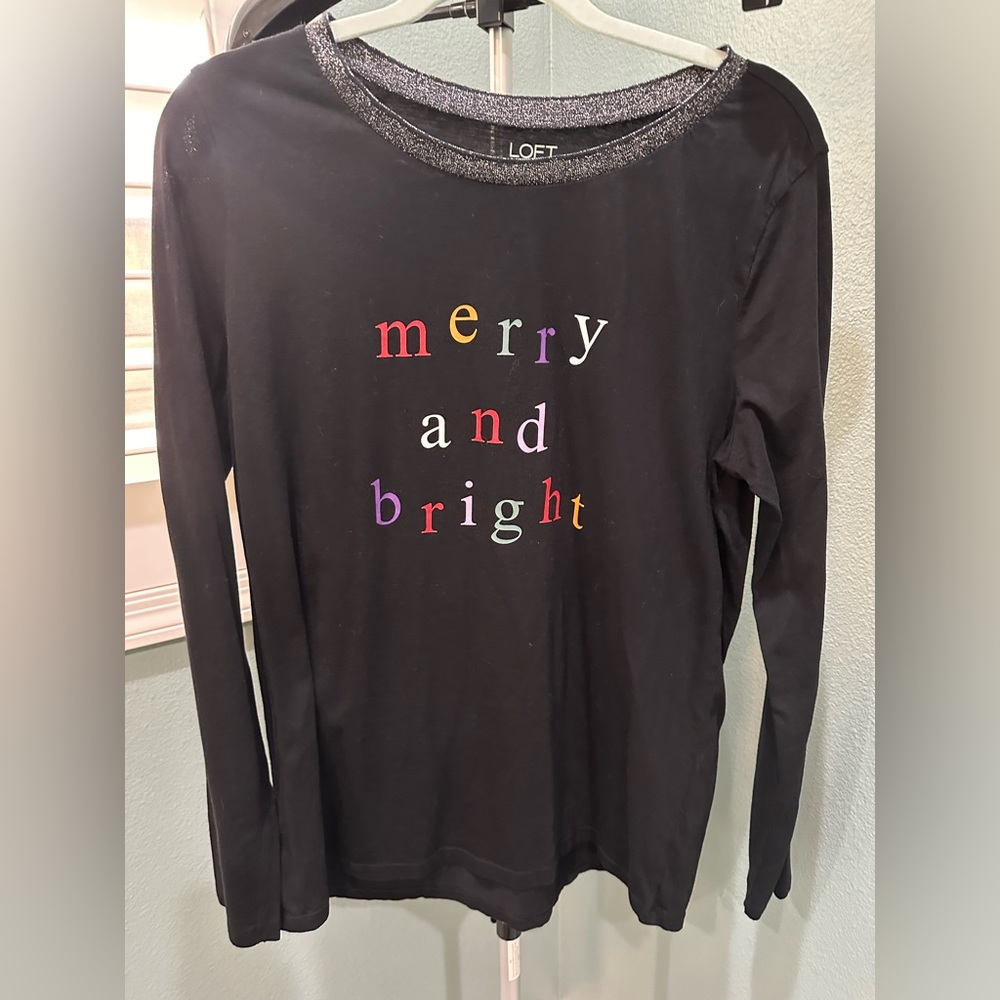 Loft Outlet Black Large TShirt Long Sleeves